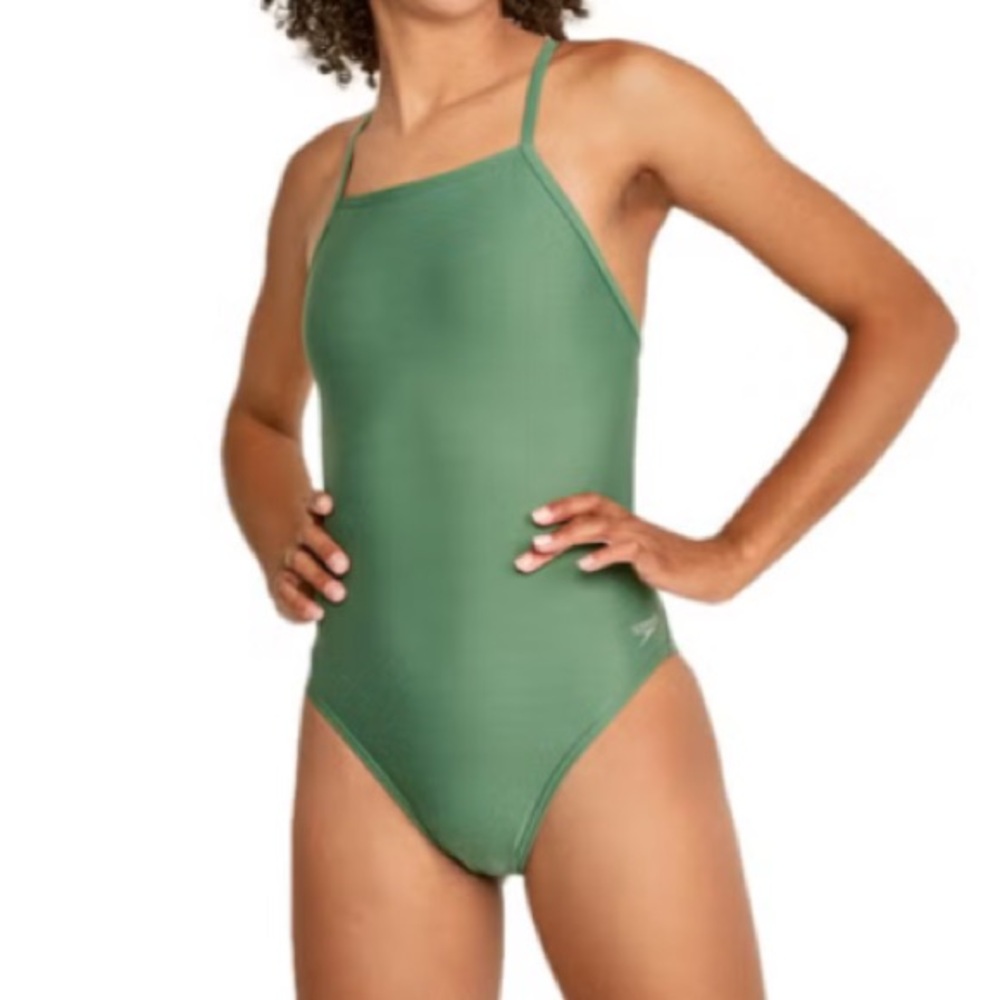 SPEEDO solid t-back eco endurance cheeky one piece swim training swimsuit sz 24
